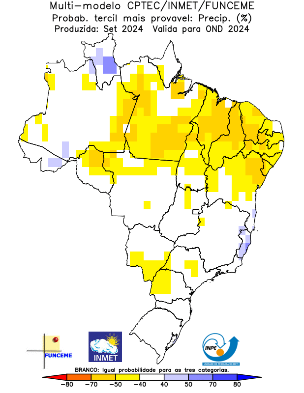 INMET divulga a previsão climática para os próximos 6 meses no Brasil